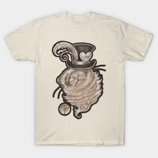 Ferret In A Top Hat - Black Outlined Version T-Shirt